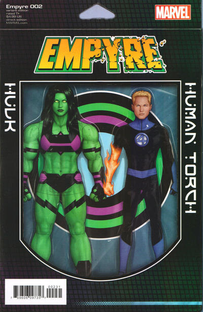 Cover for Empyre (Marvel, 2020 series) #2 [John Tyler Christopher 'Action Figures' Cover (She-Hulk and The Human Torch)]