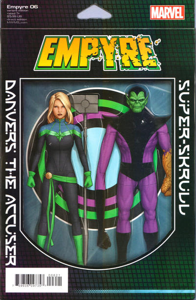Cover for Empyre (Marvel, 2020 series) #6 [John Tyler Christopher 'Action Figures' Cover (Danvers the Accuser and Super-Skrull)]