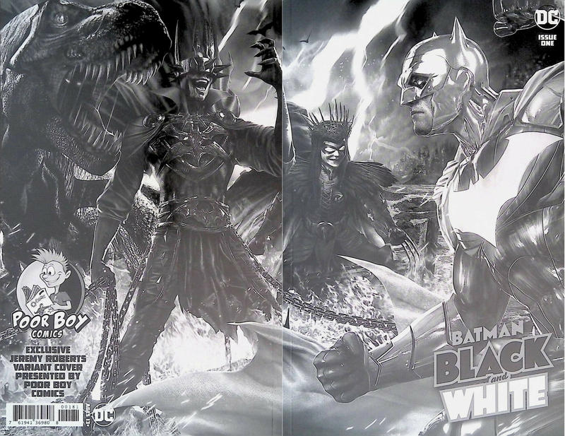 Cover for Batman Black & White (DC, 2021 series) #1 [Poor Boy Comics Jeremy Roberts Wraparound Cover]