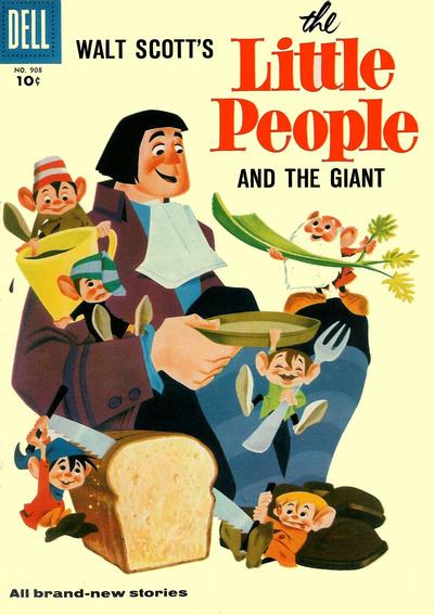 Cover for Four Color (Dell, 1942 series) #908 - Walt Scott's The Little People and the Giant