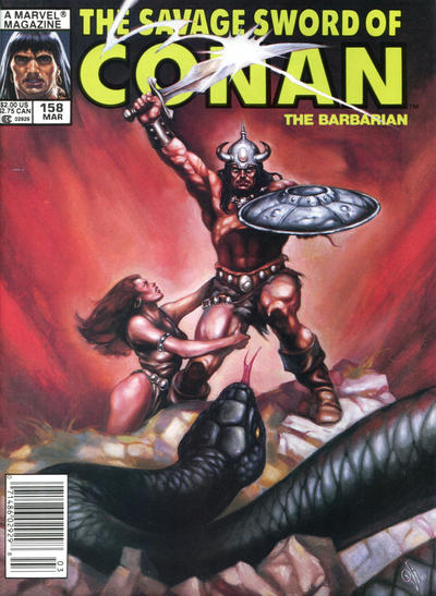 Cover for The Savage Sword of Conan (Marvel, 1974 series) #158 [Newsstand]