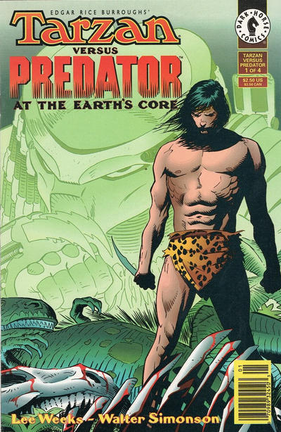Cover for Tarzan vs. Predator at the Earth's Core (Dark Horse, 1996 series) #1 [Newsstand]
