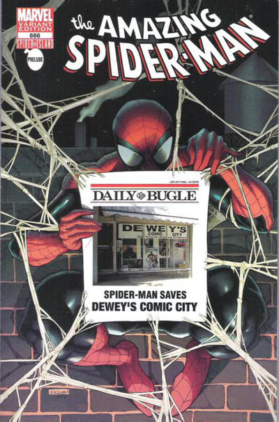 Cover for The Amazing Spider-Man (Marvel, 1999 series) #666 [Variant Edition - Dewey's Comic City Bugle Exclusive]