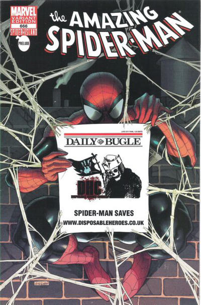 Cover for The Amazing Spider-Man (Marvel, 1999 series) #666 [Variant Edition - Disposable Heroes UK Bugle Exclusive]