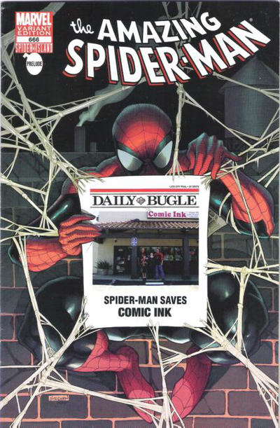 Cover for The Amazing Spider-Man (Marvel, 1999 series) #666 [Variant Edition - Comic Ink Bugle Exclusive]