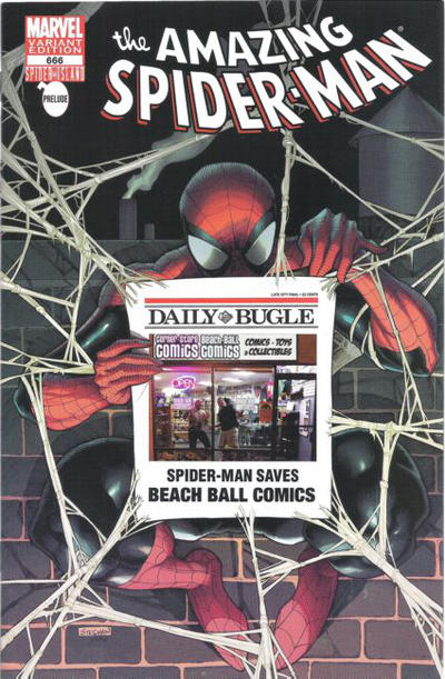 Cover for The Amazing Spider-Man (Marvel, 1999 series) #666 [Variant Edition - Beach Ball Comics Bugle Exclusive]