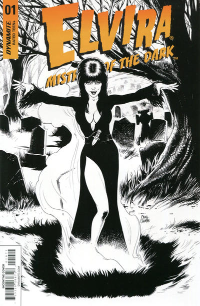 Cover for Elvira Mistress of the Dark (Dynamite Entertainment, 2018 series) #1 [Cover G Black and White Craig Cermak]
