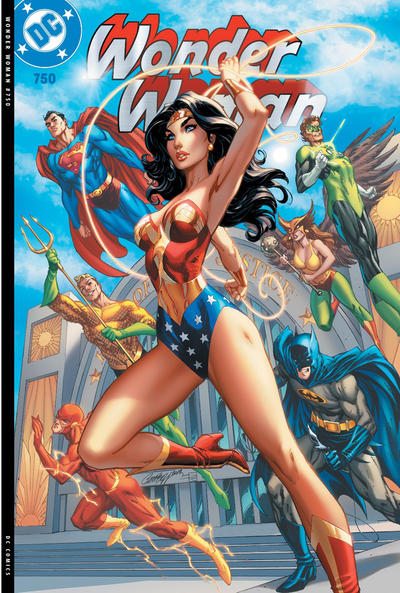 Cover for Wonder Woman (DC, 2016 series) #750 [J. Scott Campbell "Justice League" Cover]