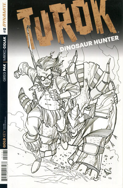 Cover for Turok: Dinosaur Hunter (Dynamite Entertainment, 2014 series) #2 [Retailer Premium Incentive Black & White Cover Art by Craig Rousseau]