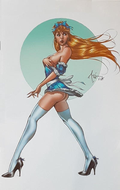 Cover for Escape from Wonderland (Zenescope Entertainment, 2009 series) #0 [Wizard World Philadelphia / Fantastic Realm Exclusive Lacie Statue Premium Blue Variant - Billy Tucci]