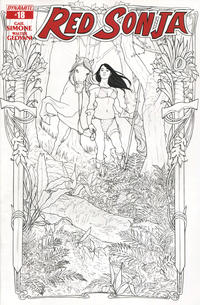 Cover Thumbnail for Red Sonja (Dynamite Entertainment, 2013 series) #18 [Black & White Retailer Incentive Cover - Jenny Frison]