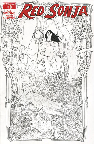 Cover for Red Sonja (Dynamite Entertainment, 2013 series) #18 [Black & White Retailer Incentive Cover - Jenny Frison]