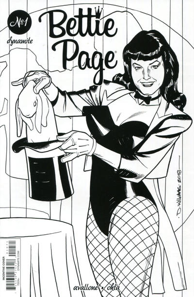 Cover for Bettie Page (Dynamite Entertainment, 2018 series) #1 [Cover G Black and White David Williams]