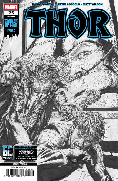 Cover for Thor (Marvel, 2020 series) #25 (751) [Second Printing - Gary Frank Black and White]
