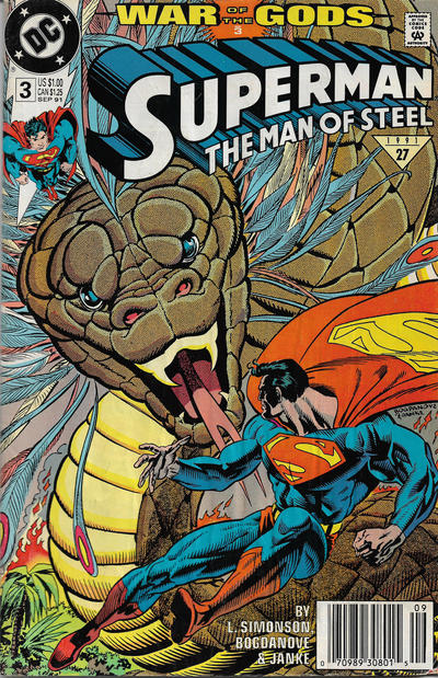 Cover for Superman: The Man of Steel (DC, 1991 series) #3 [Newsstand]