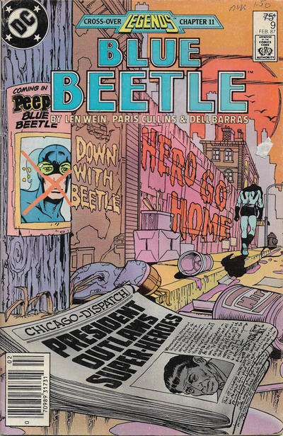 Cover for Blue Beetle (DC, 1986 series) #9 [Newsstand]