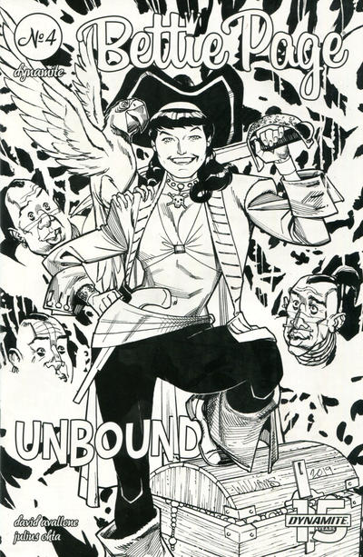 Cover for Bettie Page: Unbound (Dynamite Entertainment, 2019 series) #4 [Black and White Cover David Williams]