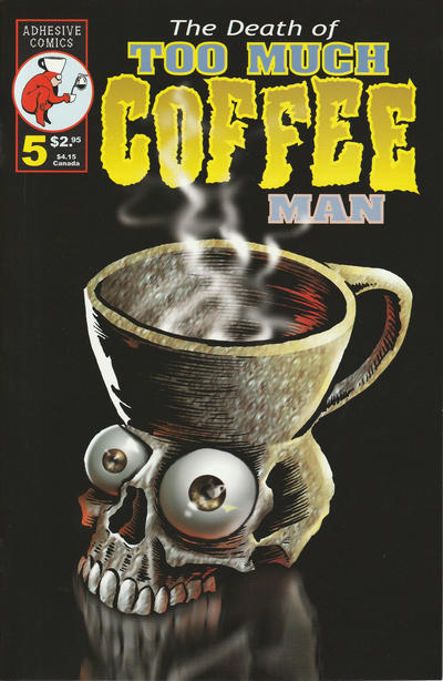 Cover for Too Much Coffee Man (Adhesive Comics, 1993 series) #5 [Second Printing]