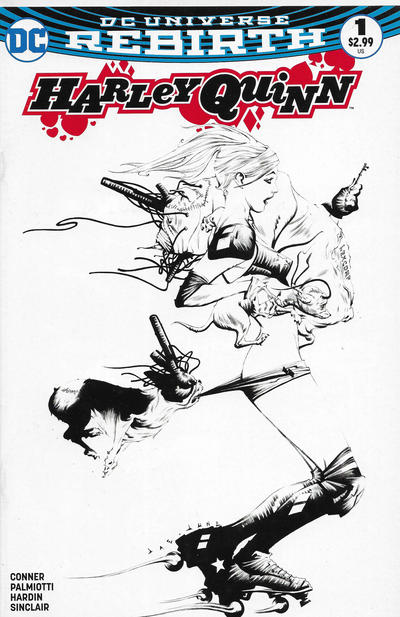 Cover for Harley Quinn (DC, 2016 series) #1 [Dynamic Forces Jae Lee Black and White Cover]