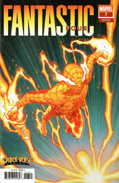 Cover for Fantastic Four (Marvel, 2023 series) #7 (700) [Giuseppe Camuncoli 'Spider-Verse Variant' Cover]
