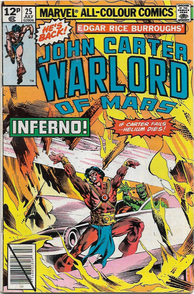 Cover for John Carter Warlord of Mars (Marvel, 1977 series) #25 [British]