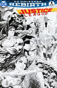 Cover for Justice League (DC, 2016 series) #1 [Dynamic Forces Tyler Kirkham Black and White Cover]