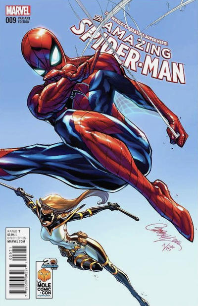 Cover for Amazing Spider-Man (Marvel, 2015 series) #9 [Variant Edition - La Mole Comic Con Exclusive - J. Scott Campbell Cover]