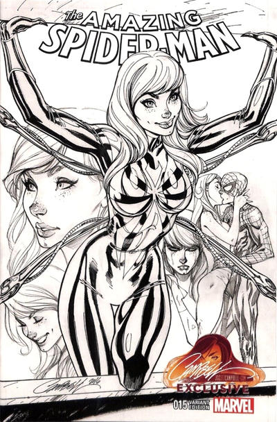 Cover for Amazing Spider-Man (Marvel, 2015 series) #15 [Variant Edition - J. Scott Campbell Store Exclusive Sketch Cover]