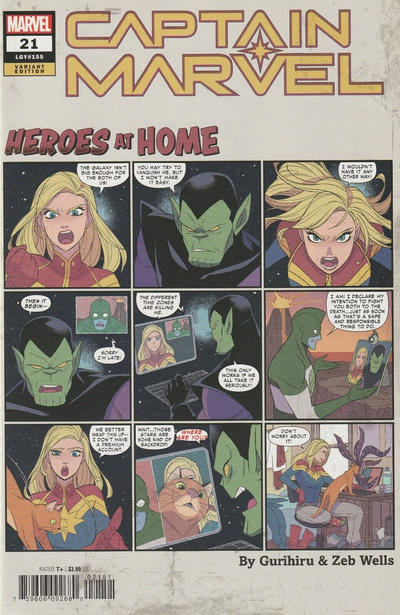 Cover for Captain Marvel (Marvel, 2019 series) #21 (155) [Zeb Wells & Gurihiru 'Heroes at Home']