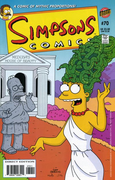 Cover for Simpsons Comics (Bongo, 1993 series) #70 [Direct Edition]
