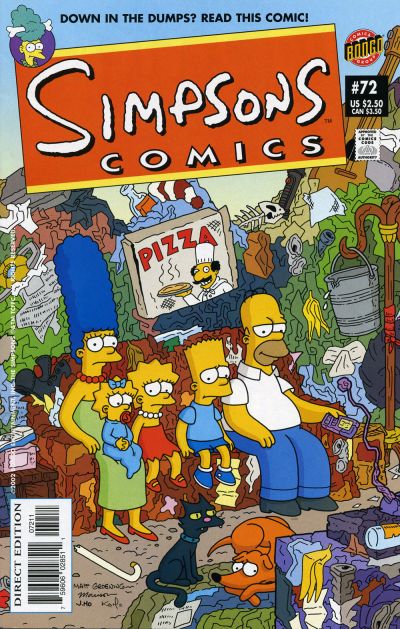 Cover for Simpsons Comics (Bongo, 1993 series) #72 [Direct Edition]
