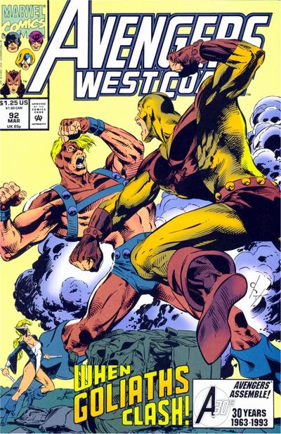 Cover for Avengers West Coast (Marvel, 1989 series) #92 [Direct]