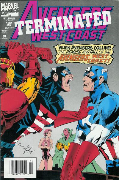 Cover for Avengers West Coast (Marvel, 1989 series) #102 [Newsstand]
