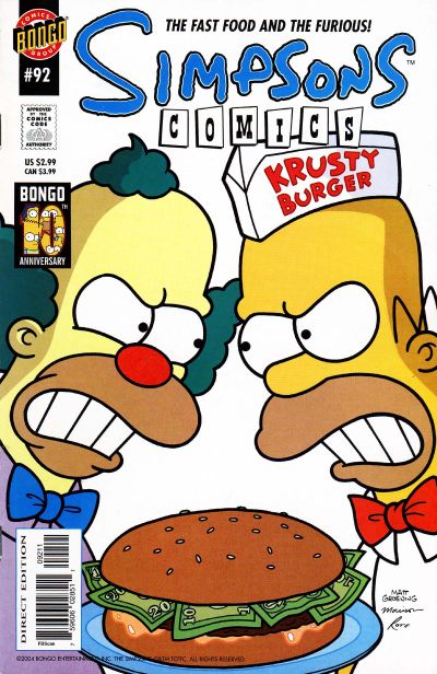 Cover for Simpsons Comics (Bongo, 1993 series) #92