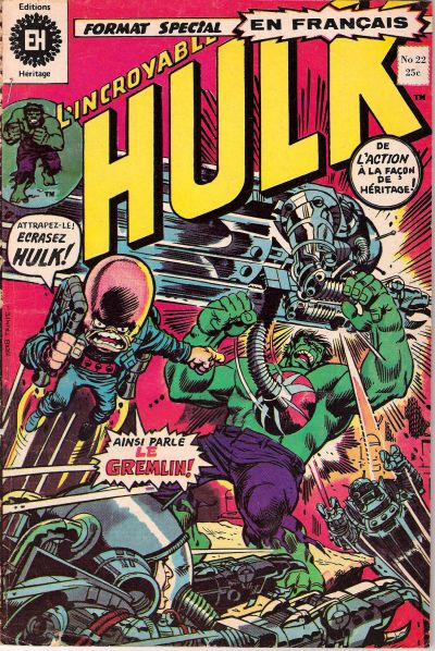 Cover for L'Incroyable Hulk (Editions Héritage, 1968 series) #22