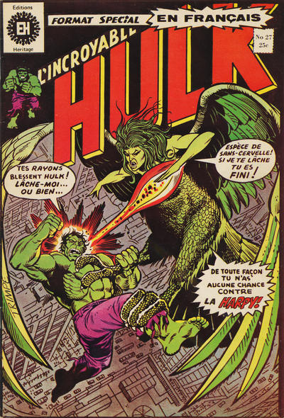Cover for L'Incroyable Hulk (Editions Héritage, 1968 series) #27