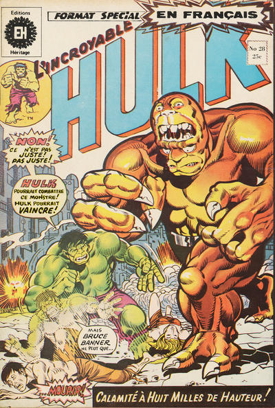 Cover for L'Incroyable Hulk (Editions Héritage, 1968 series) #28