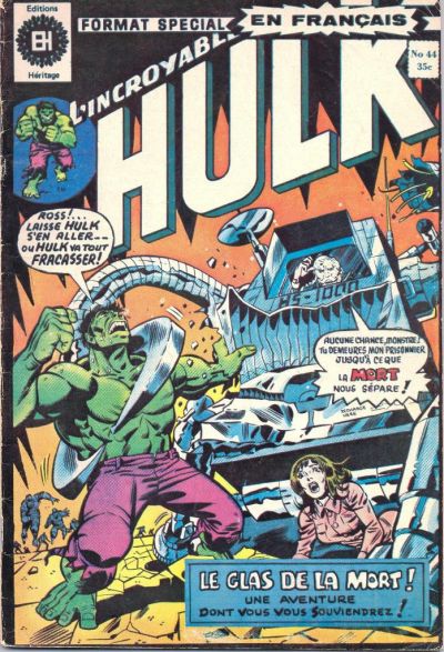 Cover for L'Incroyable Hulk (Editions Héritage, 1968 series) #44