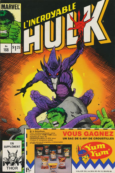 Cover for L'Incroyable Hulk (Editions Héritage, 1968 series) #168