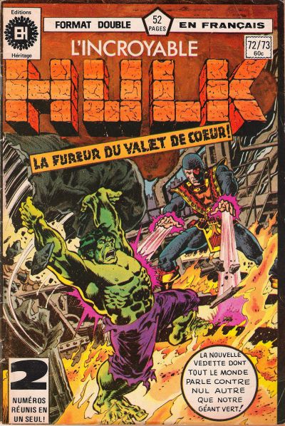 Cover for L'Incroyable Hulk (Editions Héritage, 1968 series) #72/73