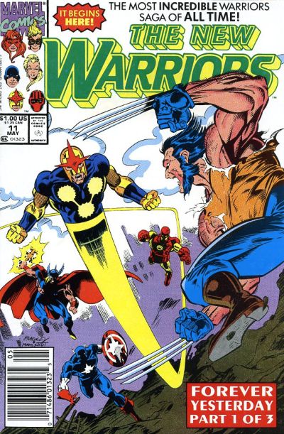 Cover for The New Warriors (Marvel, 1990 series) #11 [Newsstand]