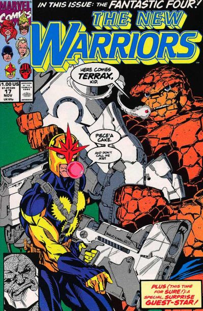 Cover for The New Warriors (Marvel, 1990 series) #17 [Newsstand]