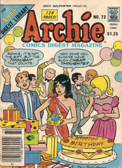 Cover for Archie Comics Digest (Archie, 1973 series) #72