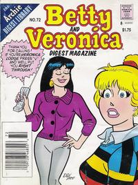 Cover Thumbnail for Betty and Veronica Comics Digest Magazine (Archie, 1983 series) #72