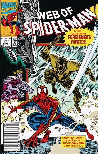 Cover for Web of Spider-Man (Marvel, 1985 series) #92 [Newsstand]