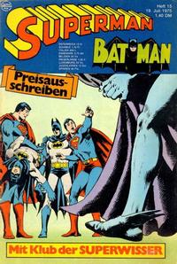 Cover Thumbnail for Superman (Egmont Ehapa, 1966 series) #15/1975