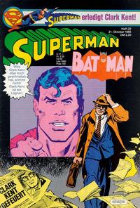 Cover Thumbnail for Superman (Egmont Ehapa, 1966 series) #22/1985