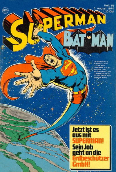 Cover for Superman (Egmont Ehapa, 1966 series) #16/1974
