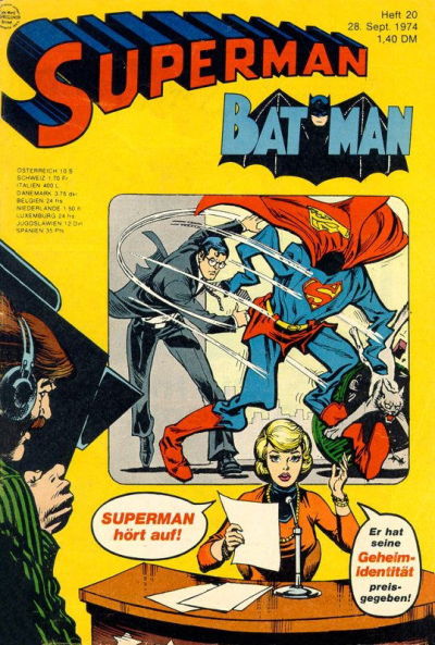 Cover for Superman (Egmont Ehapa, 1966 series) #20/1974
