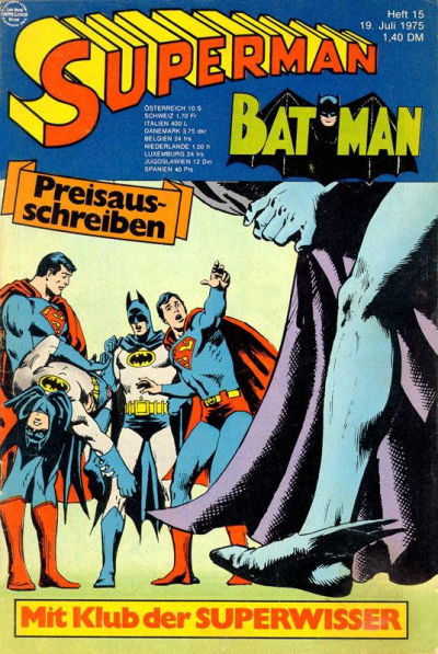 Cover for Superman (Egmont Ehapa, 1966 series) #15/1975